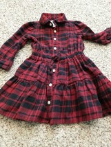 Ralph Lauren Baby Girl Black &amp; Red Buffalo Plaid Long Sleeve Dress Size 9m - £17.89 GBP