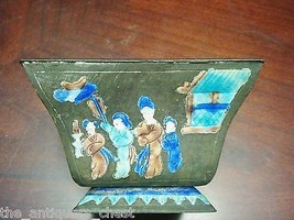 Antique Chinese Bowl Cloisonne figures in different occasions, primitive... - $94.05