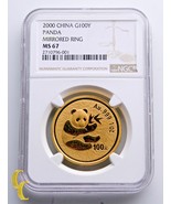 2000 Oro Chino Panda 1 Oz. G500Y Espejo Anillo Graduado Por NGC Como MS-67 - €11.451,71 EUR