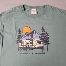 Eddie Bauer Camping World T Shirt Camper Graphics Green Comfort Wash Med - £12.26 GBP