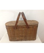 Wicker 2 Handle Metal Tin Lined Refrigerated Antique Picnic Basket - £22.17 GBP