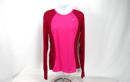 Nike Running Dri-Fit Women&#39;s Activewear Long Sleeve Shirt Sz L Pink Fitness Top - £18.00 GBP