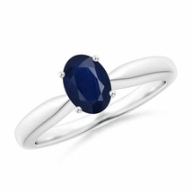 Angara Natural 7x5mm Blue Sapphire Ring in Sterling Silver (Ring Size: 7) - £264.23 GBP