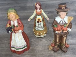 Kohl’s Harvest Figurine Set Male &amp; Female &amp; Extra “Give Thanks” Figurine - £24.33 GBP