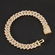 Hip hop 10mm 2 row heavy cuban prong chain bling iced out box buckle copper setting thumb200
