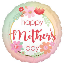 21&quot; &#39;Happy Mother&#39;s Day&#39; Circle Foil Balloons with Flowers - £10.17 GBP