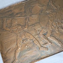 Copper Repoussse Art Classic Roman Gladitor Scene Manly Combat  - £54.55 GBP
