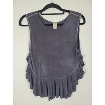 We The Free Tank Top XS Womens Grey Sleeveless Asymmetrical Hem Crew Neck Top - £14.88 GBP