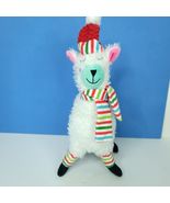 Llama Xmas Scarf Red Hat Striped Squeaker Plush Stuffed Animal Alpaca 12&quot; - €16,60 EUR
