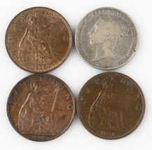 Great Britain Coin Lot 1897 1928 1931 Farthing 1845 6 Pence VF-XF Condit... - $126.48