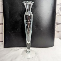 Vtg 80s Princess House Heritage Hand Blown Etched Crystal Bud Vase 10&quot; # 409 - £11.84 GBP