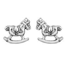 Classic Rocking Horse Sterling Silver Stud Earrings - £7.15 GBP