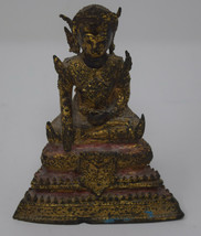 Buddha Statue Seated Thailand Ayutthaya Gilt Bronze 5&quot; x 4&quot; - £158.27 GBP
