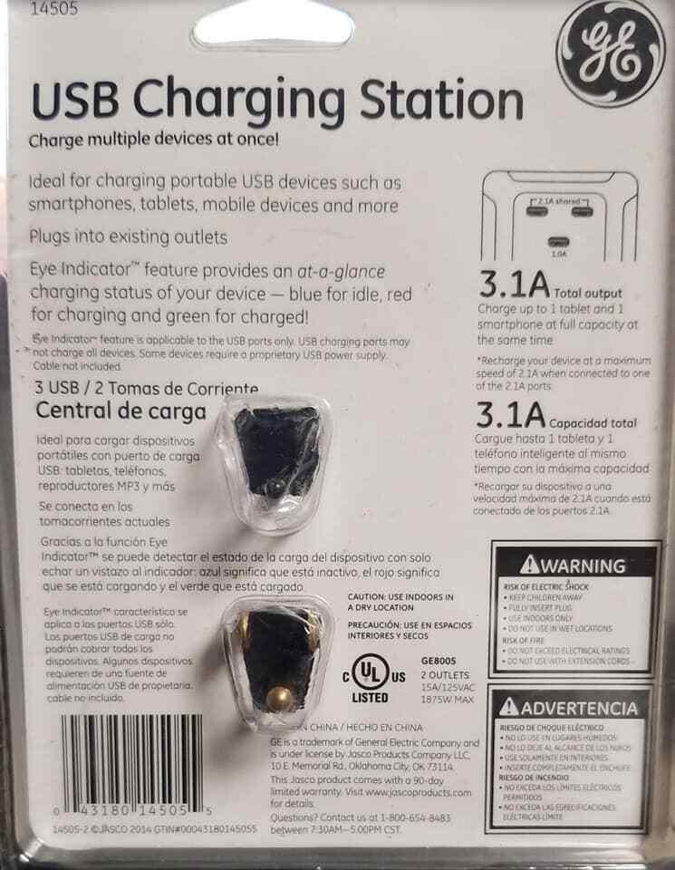 GE 14505 2-Outlet Tap with 3 USB Ports (LOC TUB L-12) Item image 2