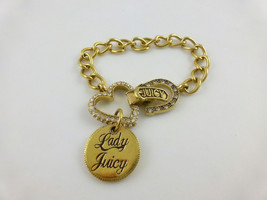 JUICY COUTURE Gold Plated Crystal LADY LUCK LOVE Charm BRACELET - 7 inches - £27.97 GBP