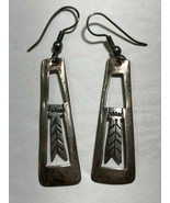 Native American Rectangle Feather Dangle Earrings Sterling Silver .925 S... - £77.85 GBP