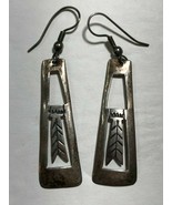 Native American Rectangle Feather Dangle Earrings Sterling Silver .925 S... - $98.99