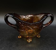 Indiana Glass Burnt Honey Amber Tiara Sweet Pear &amp; Leaves Open Sugar - $22.27