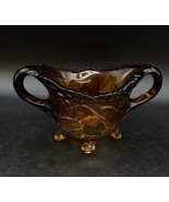 Indiana Glass Burnt Honey Amber Tiara Sweet Pear &amp; Leaves Open Sugar - $22.27