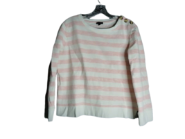 Talbots Pink White Striped Button Shoulder Pullover French Terry Blouse Large - £16.37 GBP