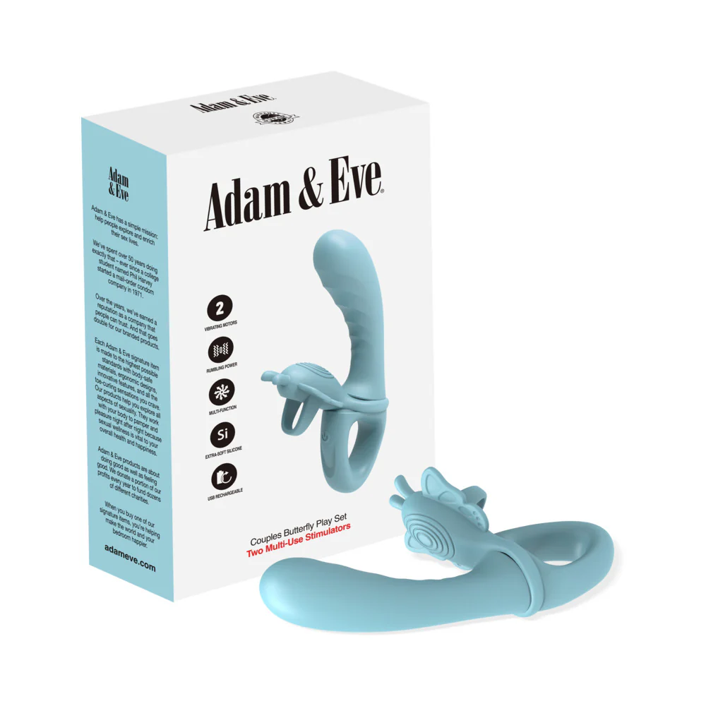 Adam &amp; Eve Couples Butterfly Play Set Two Multi-Use Stimulators - $110.00