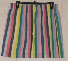 New Womens J. Crew Striped Linen Blend Lined Pull On Skirt W/ Pockets Size 6 - £26.26 GBP