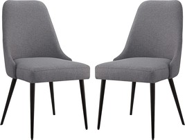 Grey Set Of 2 Ball And Cast Kitchen Chair Modern Upholstered Dining Chairs Desk - £168.64 GBP