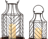 Rustic Farmhouse Lanterns Decorative Indoor Set of 2, Vintage Candle Lan... - $51.46