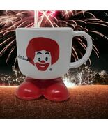 Vintage 80s Ronald McDonald Plastic Advertising Mug White/Red Clown foot... - $32.28