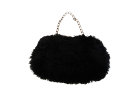 Vintage black faux fur fuzzy shag clutch purse - $24.99