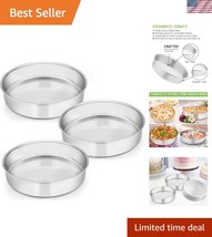 Set of 3 - 11 Inch Stainless Steel Cake Pans, Dishwasher Safe &amp; Non-Toxic - $39.00