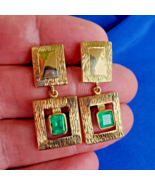 Earth mined Emerald Deco Design Earrings Elegant Vintage Style Dangles 1... - $93,812.93 MXN