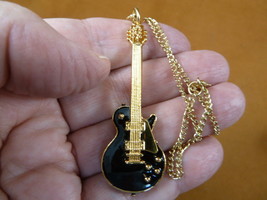 M306-D) GIBSON Les Paul Repro 1959 GUITAR Necklace Jewelry &#39;59 Black/Gold pick - £25.77 GBP