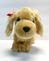 Battat Cocker Spaniel Plush Dog 11 inch long Stuffed Puppy Tan Pink Ear Bow - $13.50