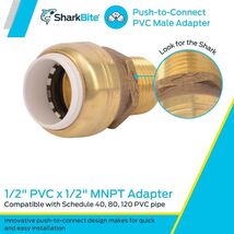 PVC Male Adapter Push-To-Connect 1/2&quot; IPS T X 1/2&quot; D MPT Brass SharkBite... - $180.76 MXN
