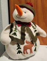 Santa Workbench Homespun Snow woman Plush Toy Holiday Decor Embroidered - £11.82 GBP