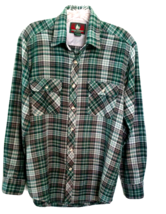 Shirt Button Plaid Long Sleeve Men Med High Sierra Pockets Green Black V... - $18.50