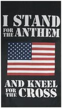 I Stand For The Anthem And Kneel For The Cross USA Flag Black Vertical Premium Q - £5.20 GBP