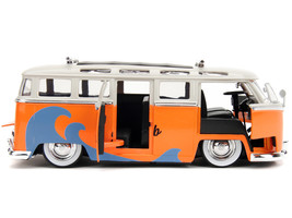 1962 Volkswagen Bus &quot;Santa Monica Surf Club&quot; Orange and White with Graphics w... - £30.52 GBP