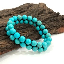Bleu Megnasite Turquoise 8 MM Perles 7.5 &quot; Pouces Extensible Bracelet 2SB-33 - £8.55 GBP