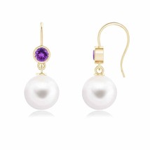 Freshwater Pearl Drop Earrings in 14K Gold (Grade AAA, 10MM) - £307.28 GBP