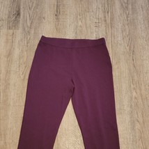 Love Tree Pull On Stretchy Pants ~ Burgundy ~ Sz L ~ High Rise ~ 29.5&quot; Inseam - £16.27 GBP