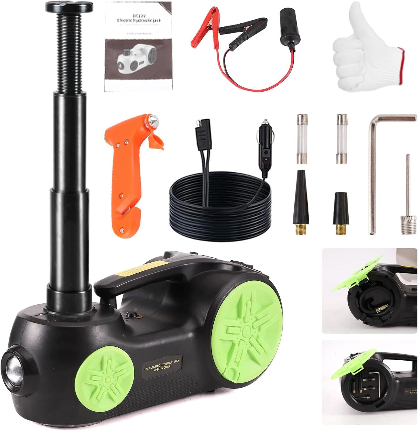 Electric Car Jack Kit 5 Ton 12V Hydraulic Floor Jack With Tire, Black An... - $97.99