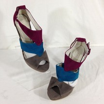 Shoes of Soul Women&#39;s Grey/Teal/Berry Fabric Stiletto Pumps/Shoes Size 9 - $12.99