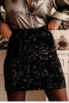 Black Sequin Bodycon Mini Skirt - $219.33 MXN