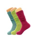 3 Pairs Pack Colorful Slouch Scrunch Knee High Sock with Thin Sole Size ... - £9.96 GBP