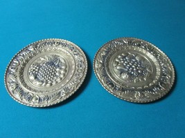 Hammered Brass England Pair Of Plates 9 1/2&quot; Original - £35.69 GBP