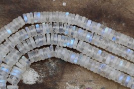 8 inch long strand Heishi faceted MOONSTONE Tire beads 2 x 7 mm approx - £37.73 GBP