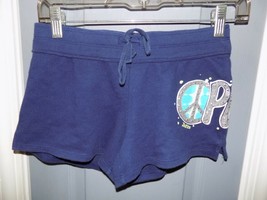 Justice Navy Glitter PEACE Knit Athletic Shorts Size 12 Girl&#39;s EUC - £13.22 GBP