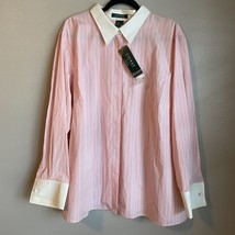Vintage Lauren Ralph Lauren Long Sleeve Blouse Womens 80s Pink White Str... - $2,763.20 MXN